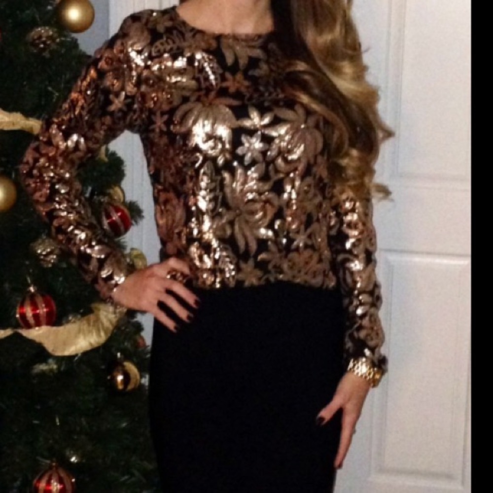 Lovers & Friends black and gold sequin top